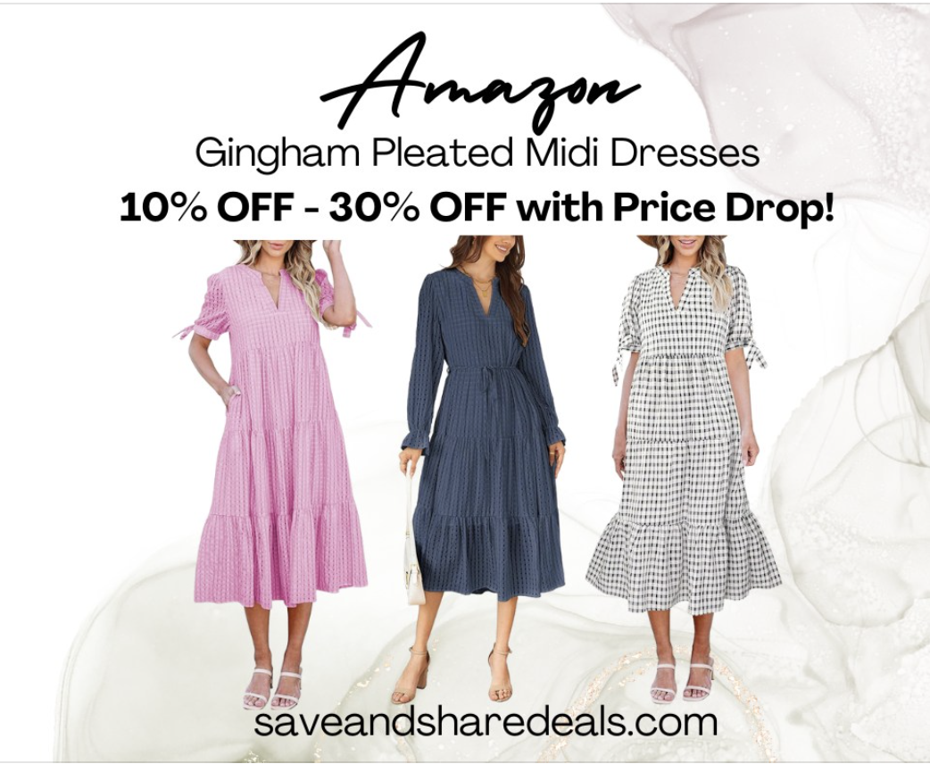Gingham Pleaded Mini & Midi Dresses 10-30% off with price drop!!